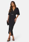 John Zack Kimono Sleeve Rouch Dress Black M (UK12)