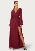 Goddiva Long Sleeve Chiffon Dress Berry XL (UK16)