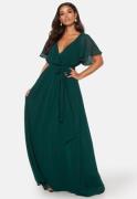 Goddiva Flutter Chiffon Dress Dark Green M (UK12)