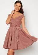 Goddiva Lurex Skater Dress Dark Rose XXL (UK18)