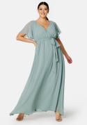 Goddiva Curve Flutter Sleeve Chiffon Maxi Curve Dress Sage Green 44 (U...