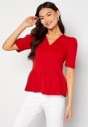 Happy Holly Madeleine peplum top Red 52/54