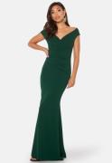 Goddiva Bardot Pleat Maxi Dress Emerald XXL (UK18)