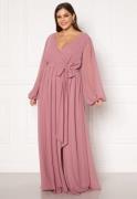 Goddiva Curve Long Sleeve Chiffon Maxi Curve Dress Dusty Pink 48 (UK20...