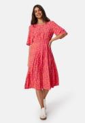 Happy Holly Eloise pleated dress Cerise / Patterned 36/38