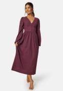 BUBBLEROOM Structure Button Midi Dress Wine-red S