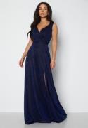 Goddiva Glitter Wrap Maxi Dress Navy XL (UK16)