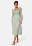 Bubbleroom Occasion Ruched LS Midi Dress  Aqua 34