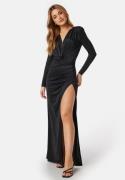 Bubbleroom Occasion Slit V-neck stretchy gown Black S