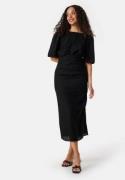 Bubbleroom Occasion Balloon Sleeve Bow Midi Dress Black 34