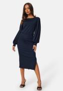 BUBBLEROOM Balloon Sleeve Rib Dress Navy XL