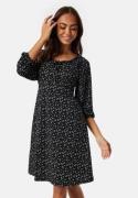 Happy Holly Soft Puff Sleeve Dress Black/Floral 32/34