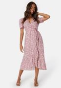 Happy Holly Evie Puff Sleeve Wrap Dress Dusty pink/Patterned 32/34