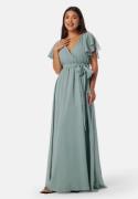 Goddiva Flutter Chiffon Maxi Dress Sage Green L (UK14)