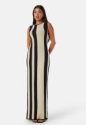 BUBBLEROOM Striped Sleeveless Knitted Dress Cream/Black S