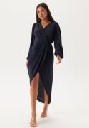 John Zack Balloon Sleeve Wrap Front Maxi Dress Navy XXL (UK18)