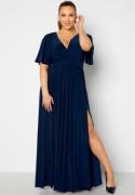 Goddiva Curve Flutter Sleeve Maxi Dress Navy 52 (UK24)