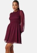 BUBBLEROOM Smock L/S Dress  Wine-red XS