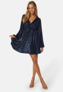 Bubbleroom Occasion Sequin Balloon Sleeve Dress Dark blue M