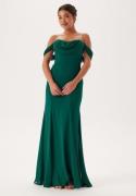 Goddiva Chiffon Off Shoulder Maxi Dress Dark Green XS (UK8)