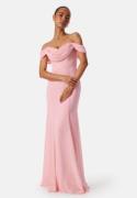 Goddiva Chiffon Off Shoulder Maxi Dress Blush XL (UK16)