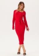 BUBBLEROOM Asymmetric Knitted Midi Dress Red XS