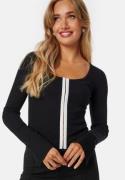 BUBBLEROOM Round Neck Cardigan Top Black/White S