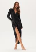 John Zack Sequin Rouch Maxi Dress Black S (UK10)