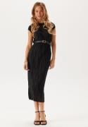 BUBBLEROOM Pleated Cap Sleeve Dress Black M