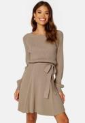 BUBBLEROOM Rib Knitted Skater Dress Dark beige L