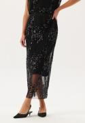 BUBBLEROOM Sequin Mesh Skirt Black L