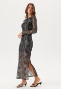 YAS Yaspolima Ls Long Lace Dress  Black Detail:SILVER L