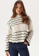 VILA Viovirina High Neck L/S CABLE  Birch/Black Beauty XL