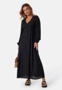 BUBBLEROOM Viscose V-neck Maxi Dress Black 46