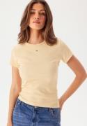 TOMMY JEANS Tjw Slim Essential Rib Ss  ZGA Custard Cream L