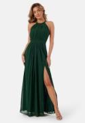 AngelEye High Neck Maxi Dress With Split Emerald Green M (UK12)