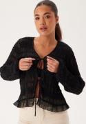 BUBBLEROOM Sheer Tie Blouse Black L