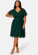 Goddiva Curve Flutter Sleeve Chiffon Midi Dress Green 52 (UK24)