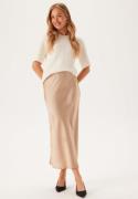 BUBBLEROOM Satin Midi Skirt Light beige S