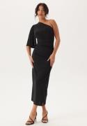 Bubbleroom Occasion Soft Ruched One Shoulder Midi Dress Black S