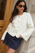 Chiara Forthi Wide Sleeve Bouclé Jacket Offwhite XL