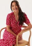 Happy Holly Evie Puff Sleeve Midi Wrap Dress Red/Patterned 44/46
