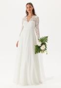 Bubbleroom Occasion  Scallop V-Neck Lace Gown White 34