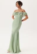 Goddiva Frilly Chiffon Off Shoulder Ma Sage Green XS (UK8)