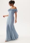 Goddiva Frilly Chiffon Off Shoulder Ma Dusky Blue L (UK14)