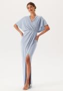 Bubbleroom Occasion Wrap Slit Maxi Dress Light blue M