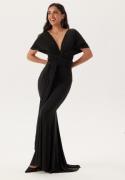 Goddiva Multi Tie Fishtail Maxi Dress Black S (UK10)