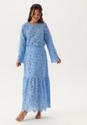 BUBBLEROOM Scalloped Lace Edge Maxi Skirt Light blue L