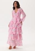 VERO MODA Vmfelicia Ls Ruffle Maxi Dress Pink Tulle Aop:flower Aop L