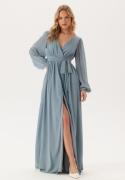Goddiva Long Sleeve Chiffon Dress Air Force Blue S XL (UK16)